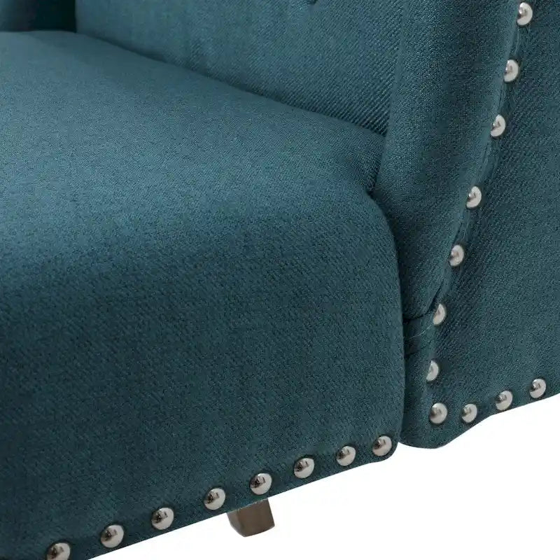 Wingback Accent Chair, Beige / Teal / Light Blue / Grey, Nailhead Trim, Single Seat