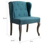 Wingback Accent Chair, Beige / Teal / Light Blue / Grey, Nailhead Trim, Single Seat