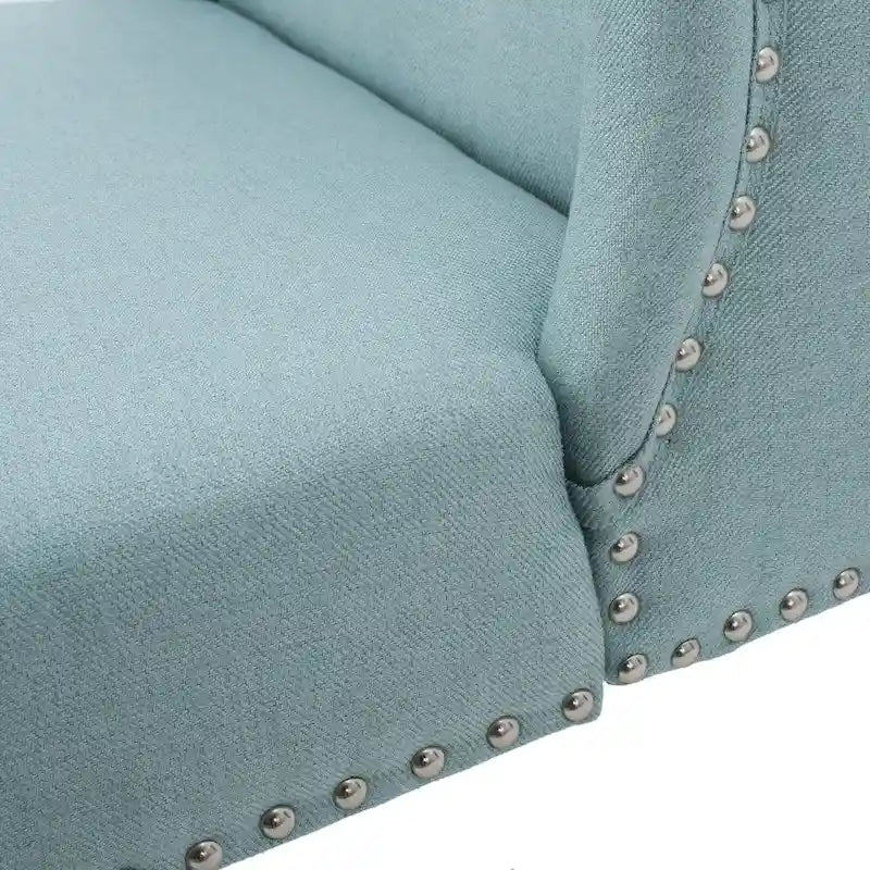 Wingback Accent Chair, Beige / Teal / Light Blue / Grey, Nailhead Trim, Single Seat