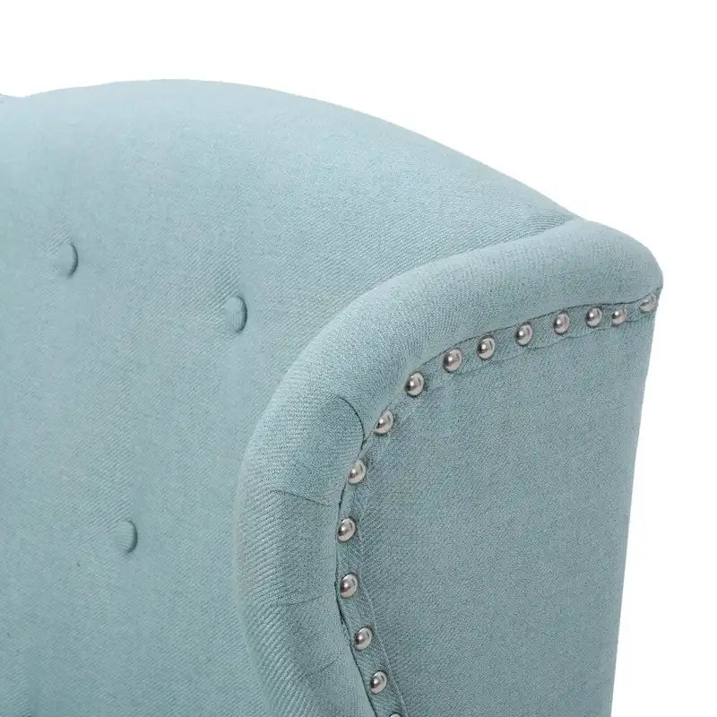 Wingback Accent Chair, Beige / Teal / Light Blue / Grey, Nailhead Trim, Single Seat