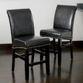 Black/Brown/Ivory Studded Bonded Leather Counter Stool, Set of 2