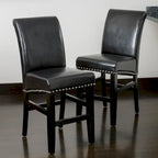 Black/Brown/Ivory Studded Bonded Leather Counter Stool, Set of 2