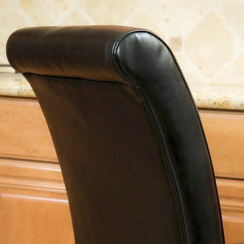 Black/Brown/Ivory Studded Bonded Leather Counter Stool, Set of 2