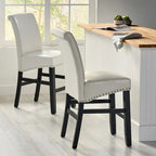 Black/Brown/Ivory Studded Bonded Leather Counter Stool, Set of 2