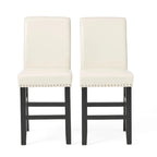 Black/Brown/Ivory Studded Bonded Leather Counter Stool, Set of 2