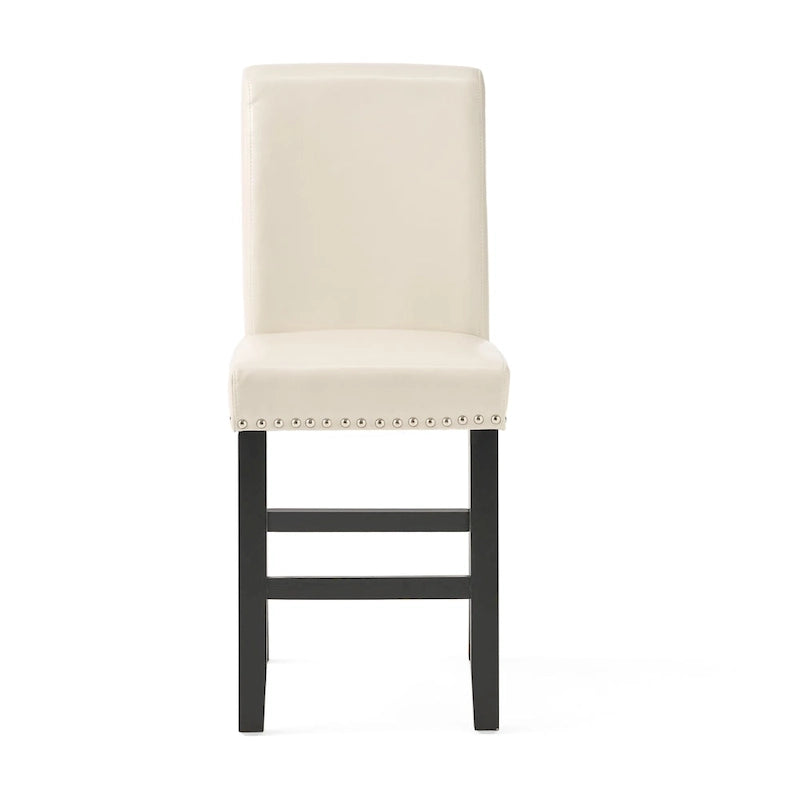 Black/Brown/Ivory Studded Bonded Leather Counter Stool, Set of 2