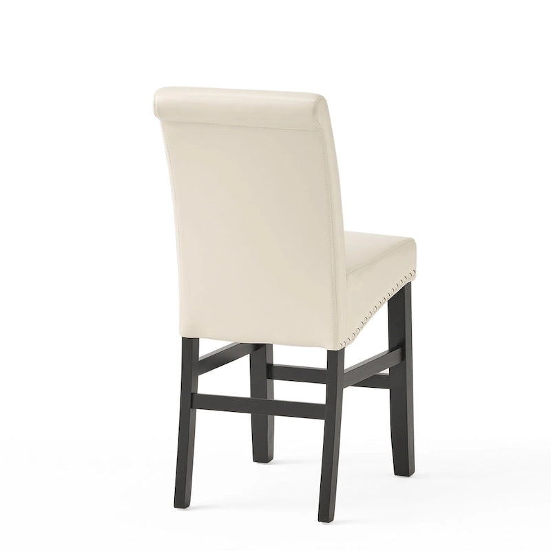 Black/Brown/Ivory Studded Bonded Leather Counter Stool, Set of 2