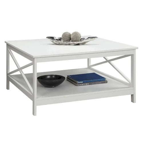36" Square Coffee Table with Bottom Shelf, Multi-Color, Single