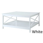36" Square Coffee Table with Bottom Shelf, Multi-Color, Single