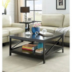 36" Square Coffee Table with Bottom Shelf, Multi-Color, Single