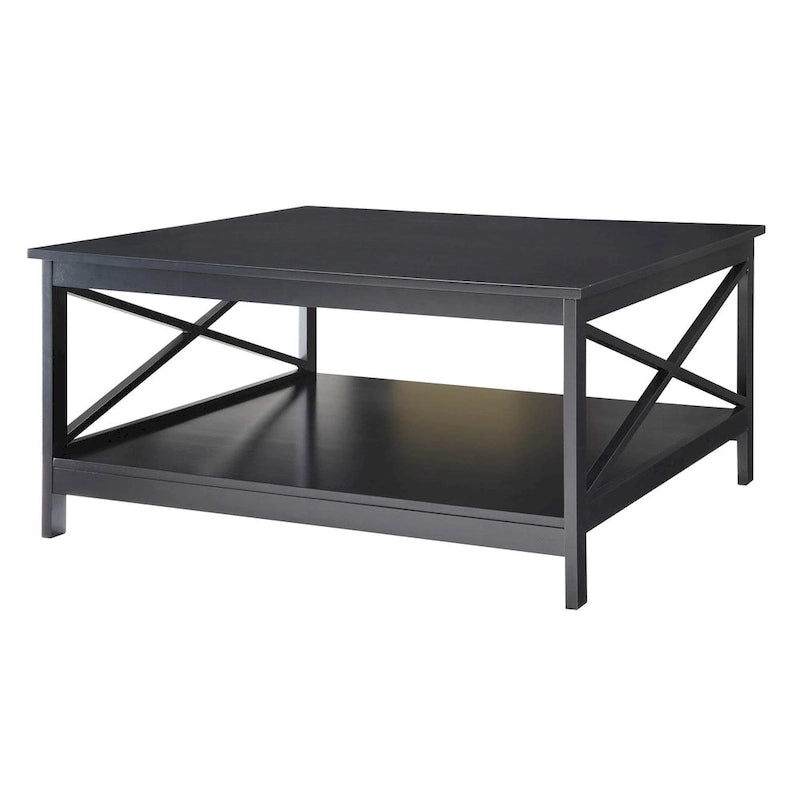 36" Square Coffee Table with Bottom Shelf, Multi-Color, Single