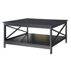 36" Square Coffee Table with Bottom Shelf, Multi-Color, Single