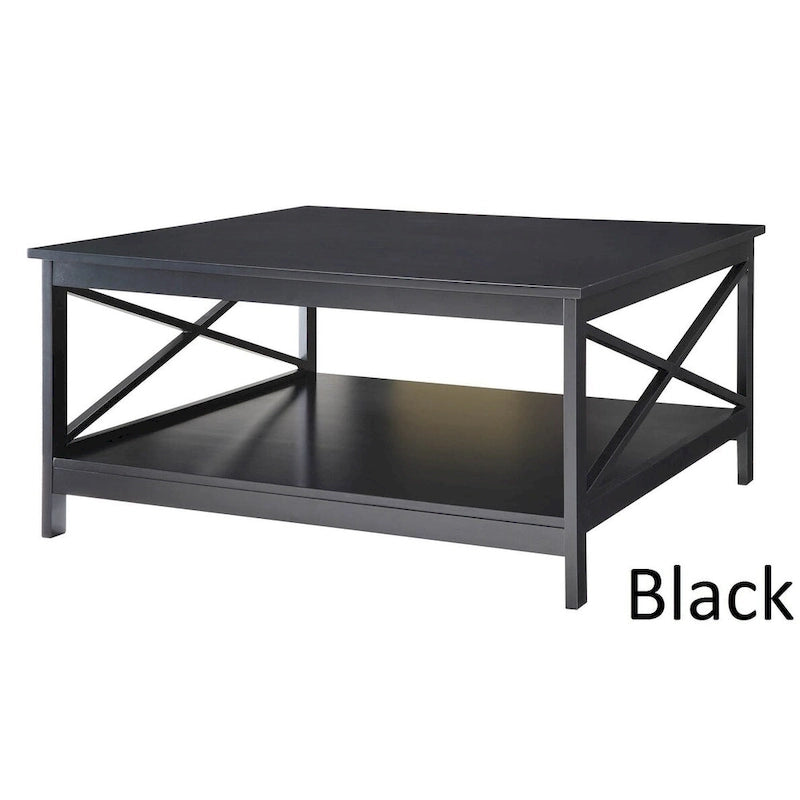 36" Square Coffee Table with Bottom Shelf, Multi-Color, Single