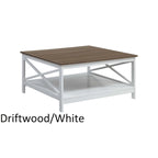 36" Square Coffee Table with Bottom Shelf, Multi-Color, Single