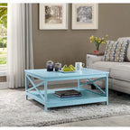 36" Square Coffee Table with Bottom Shelf, Multi-Color, Single