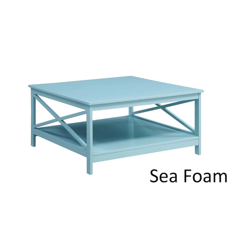 36" Square Coffee Table with Bottom Shelf, Multi-Color, Single