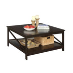 36" Square Coffee Table with Bottom Shelf, Multi-Color, Single