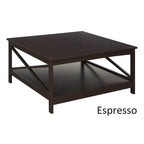 36" Square Coffee Table with Bottom Shelf, Multi-Color, Single