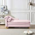 Velvet Chaise Lounge Chair with Storage, Single, Pink / Beige / Navy Blue / Khaki / Grey