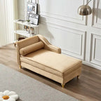 Velvet Chaise Lounge Chair with Storage, Single, Pink / Beige / Navy Blue / Khaki / Grey