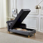 Velvet Chaise Lounge Chair with Storage, Single, Pink / Beige / Navy Blue / Khaki / Grey