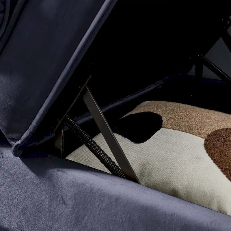Velvet Chaise Lounge Chair with Storage, Single, Pink / Beige / Navy Blue / Khaki / Grey