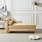 Velvet Chaise Lounge Chair with Storage, Single, Pink / Beige / Navy Blue / Khaki / Grey