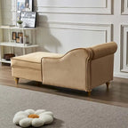 Velvet Chaise Lounge Chair with Storage, Single, Pink / Beige / Navy Blue / Khaki / Grey