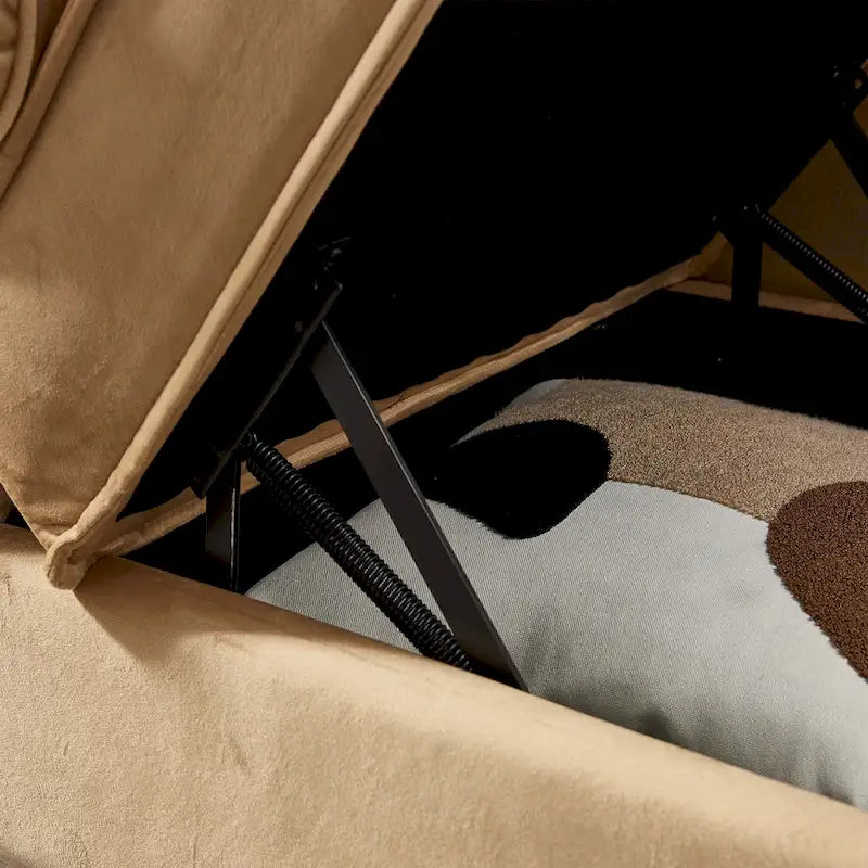 Velvet Chaise Lounge Chair with Storage, Single, Pink / Beige / Navy Blue / Khaki / Grey
