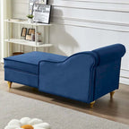 Velvet Chaise Lounge Chair with Storage, Single, Pink / Beige / Navy Blue / Khaki / Grey