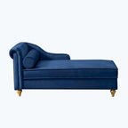 Velvet Chaise Lounge Chair with Storage, Single, Pink / Beige / Navy Blue / Khaki / Grey