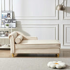 Velvet Chaise Lounge Chair with Storage, Single, Pink / Beige / Navy Blue / Khaki / Grey