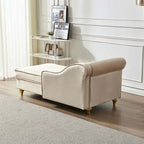 Velvet Chaise Lounge Chair with Storage, Single, Pink / Beige / Navy Blue / Khaki / Grey