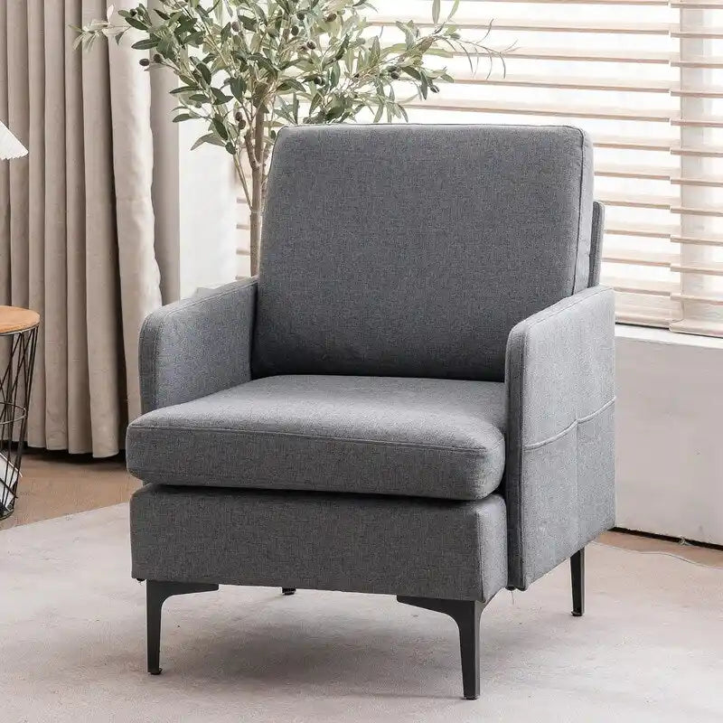 Multi-Color Linen Accent Armchair, Single Seat