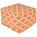 Peach/Navy/Teal/Gray Trellis Pattern Indoor Outdoor Ottoman Pouf, 1-Seat, 27"x27"x17"