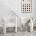 Cream/Black/Grey Boucle Accent Chair, Tripod Base, Set of 2