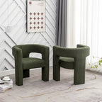 Cream/Black/Grey Boucle Accent Chair, Tripod Base, Set of 2