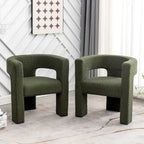 Cream/Black/Grey Boucle Accent Chair, Tripod Base, Set of 2