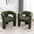 Cream/Black/Grey Boucle Accent Chair, Tripod Base, Set of 2