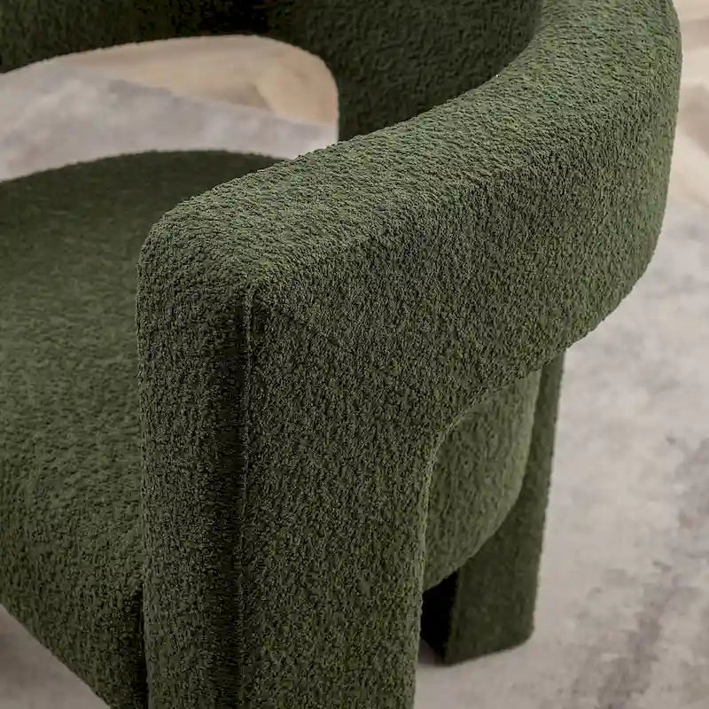 Cream/Black/Grey Boucle Accent Chair, Tripod Base, Set of 2