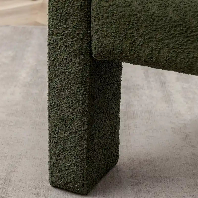 Cream/Black/Grey Boucle Accent Chair, Tripod Base, Set of 2