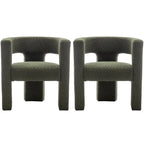 Cream/Black/Grey Boucle Accent Chair, Tripod Base, Set of 2
