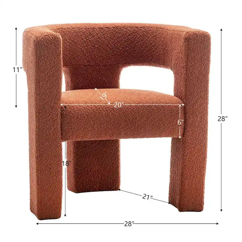 Cream/Black/Grey Boucle Accent Chair, Tripod Base, Set of 2