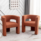 Cream/Black/Grey Boucle Accent Chair, Tripod Base, Set of 2