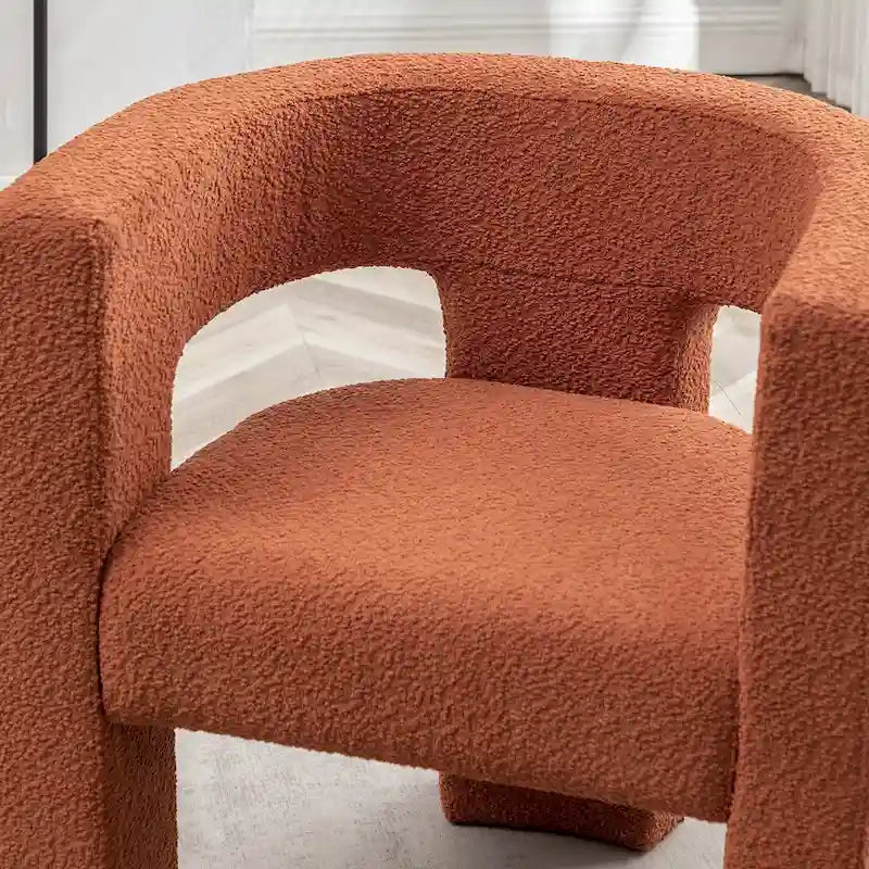 Cream/Black/Grey Boucle Accent Chair, Tripod Base, Set of 2