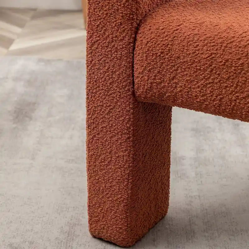 Cream/Black/Grey Boucle Accent Chair, Tripod Base, Set of 2
