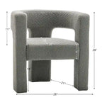 Cream/Black/Grey Boucle Accent Chair, Tripod Base, Set of 2