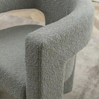 Cream/Black/Grey Boucle Accent Chair, Tripod Base, Set of 2