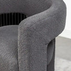 Cream/Black/Grey Boucle Accent Chair, Tripod Base, Set of 2