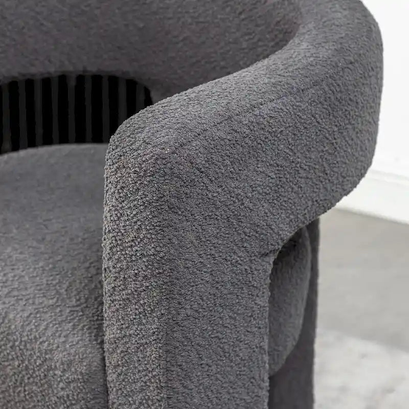 Cream/Black/Grey Boucle Accent Chair, Tripod Base, Set of 2